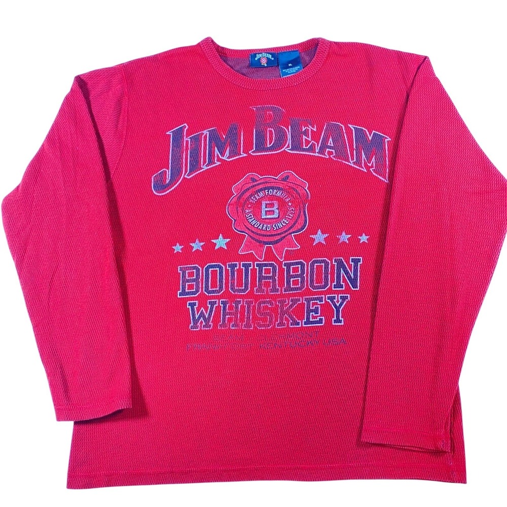 Jim Beam Bourbon Whiskey Red Long Sleeve Thermal Shirt Men's XL